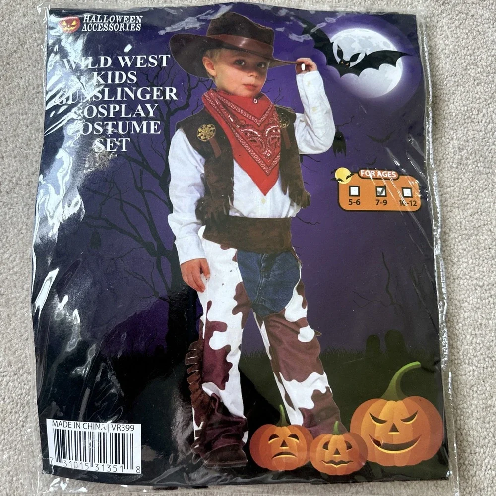 Halloween‎ Accessories ~ Kids Wild West  Costume Dress Up Set ~ Ages 7-9 ~ New